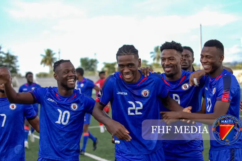 Haiti national team players celebrating